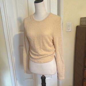 Chic Cream Waffle Knit Long Sleeve Top